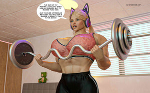 blonde musclegirl lifting barbell