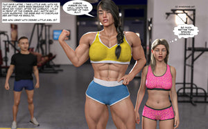 huge musclegirl flexing in the gym