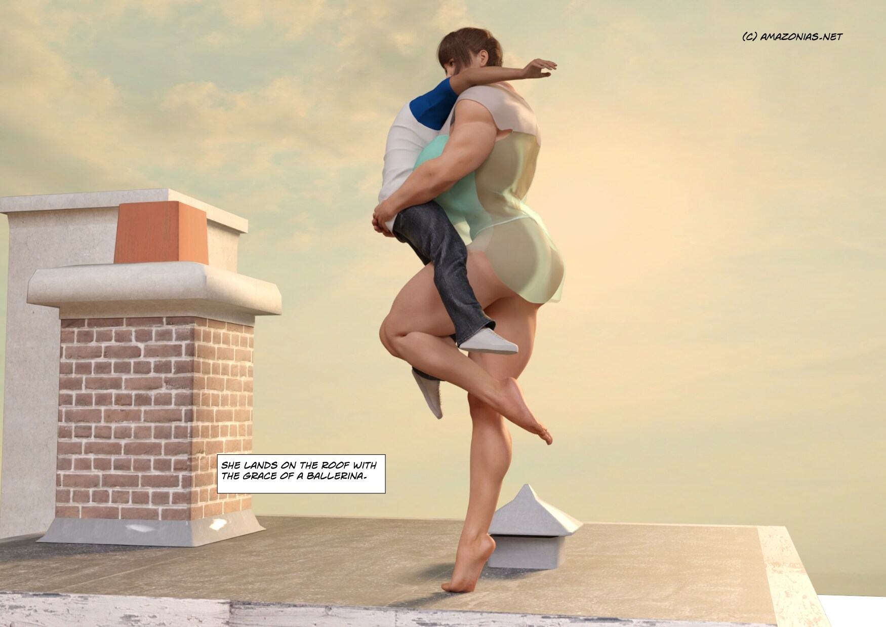 huge musclegirl carrying man