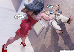 female bodybuilder beating man