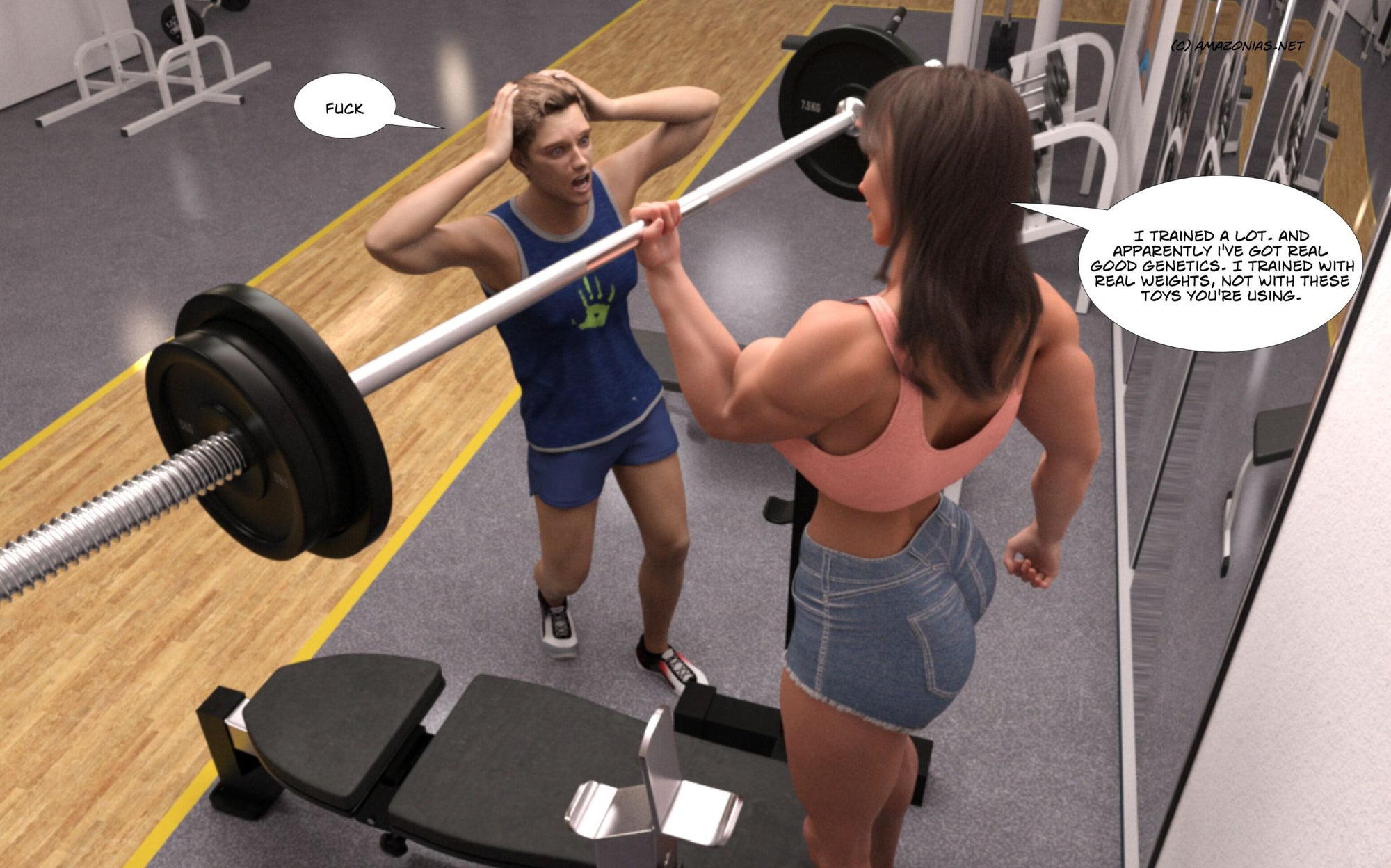 girl lifting barbell with one hand
