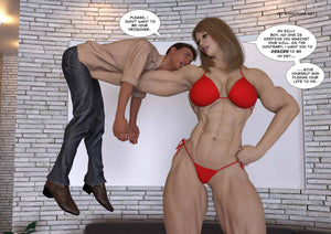 tall musclegirl lifting man