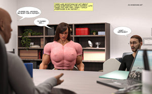 big female bodybuilder in the headmaster's office