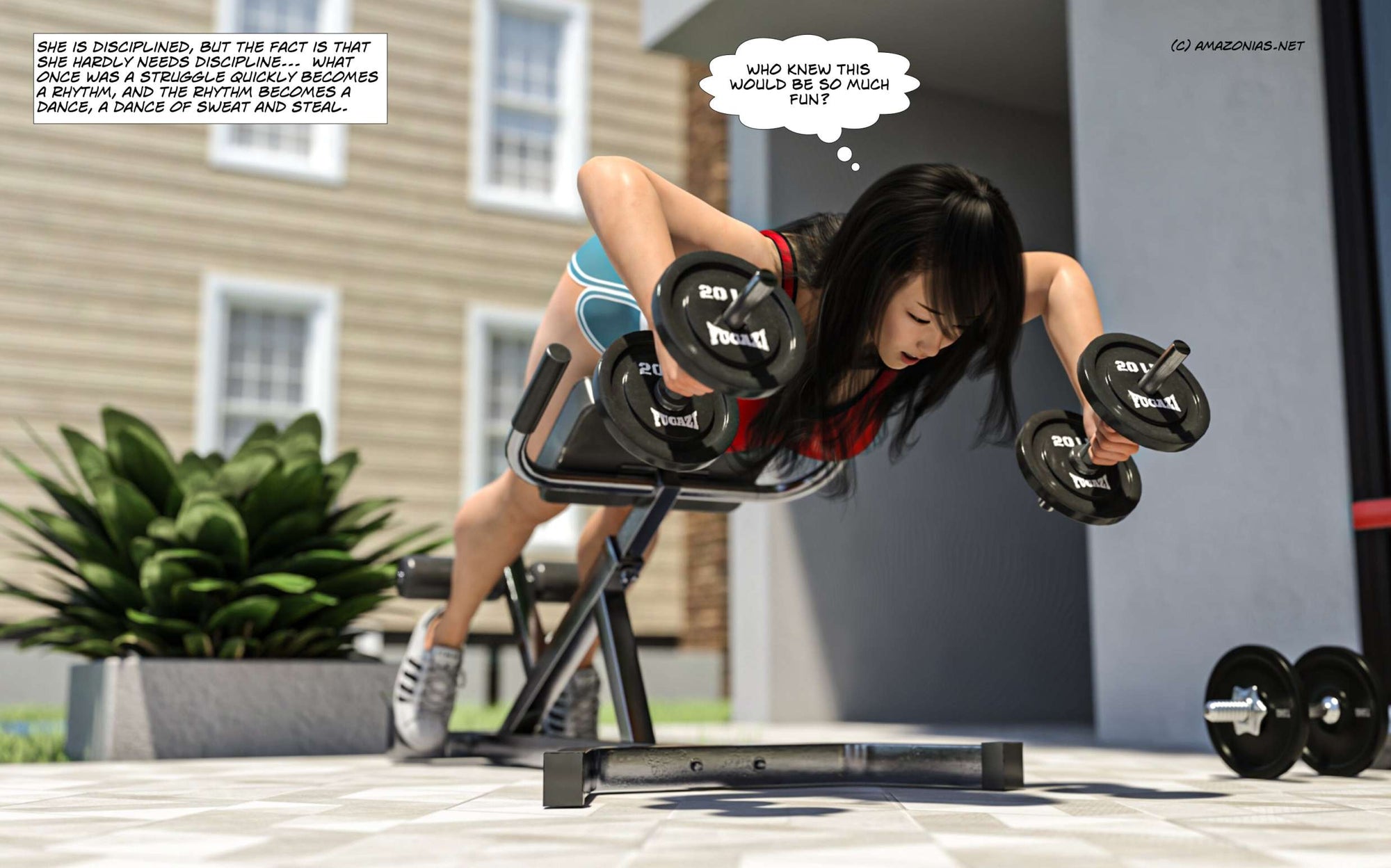 tall girl working out with weights
