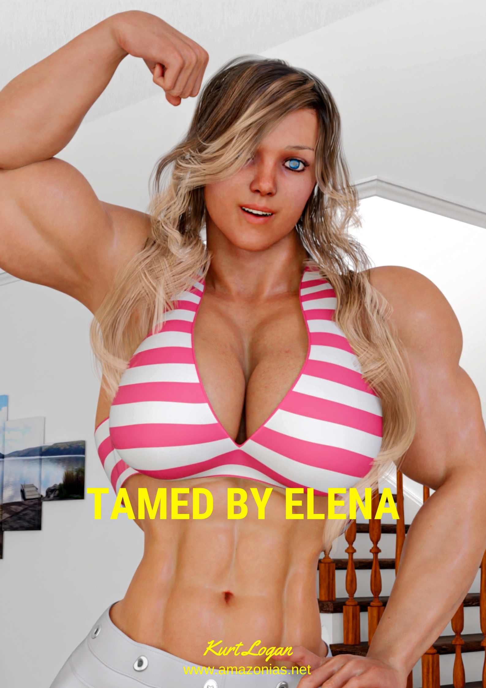 huge blond female bodybuilder with big boobs