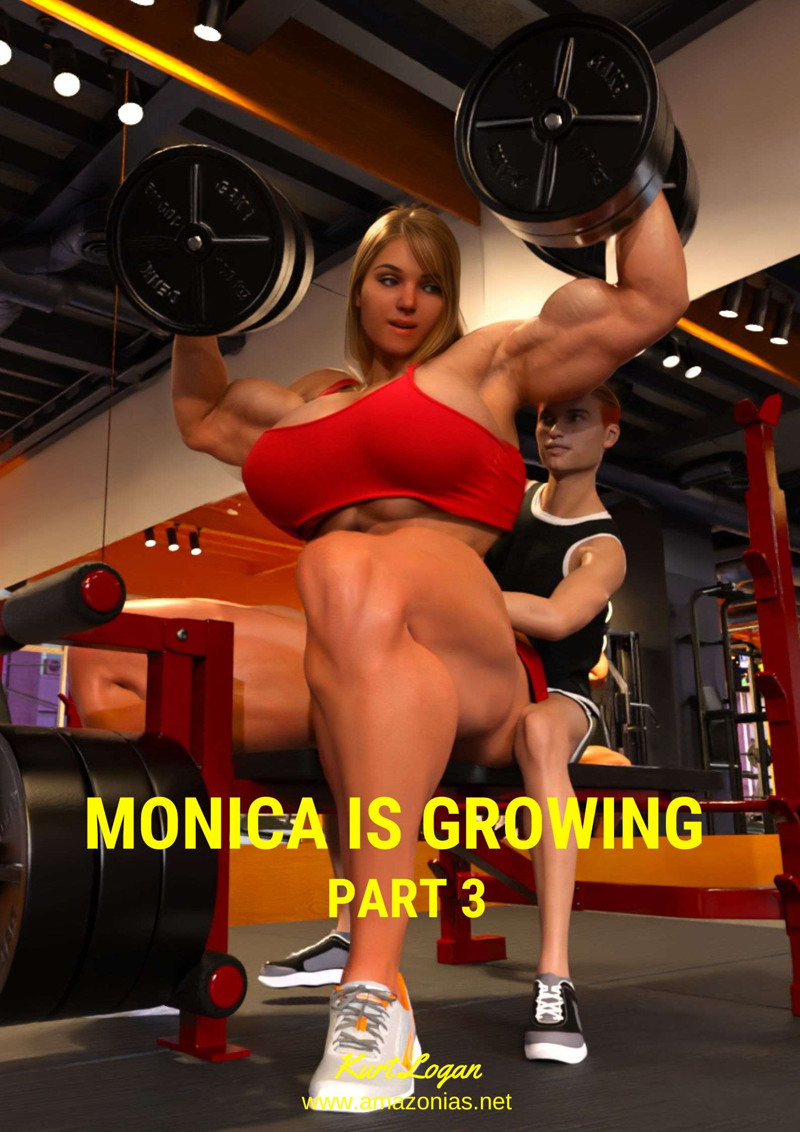 huge female bodybuilder working out in the gym