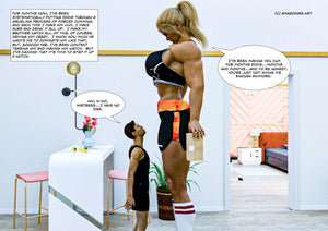 huge female bodybuilder and short man