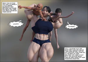 huge musclegirl lifting two people