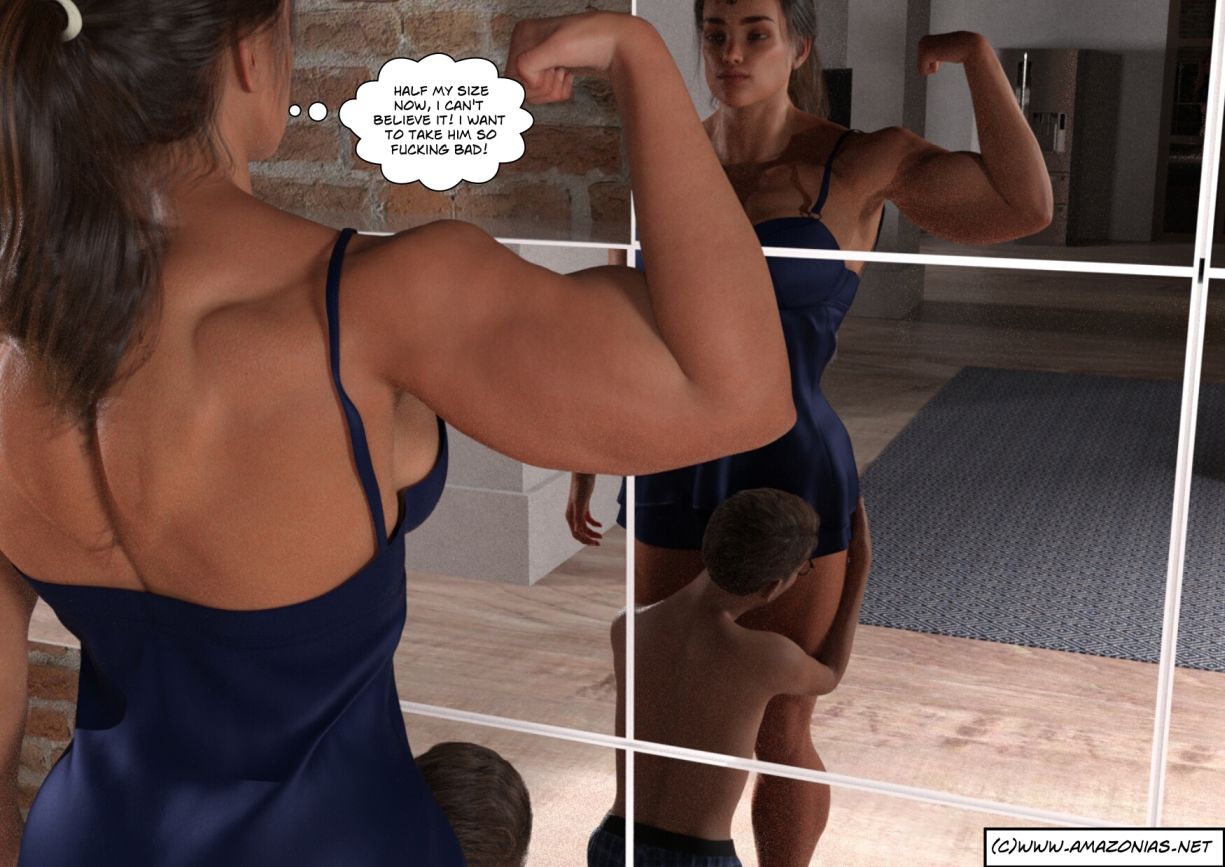 small man worshipping huge female bodybuilder