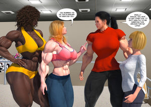 three huge female bodybuilders