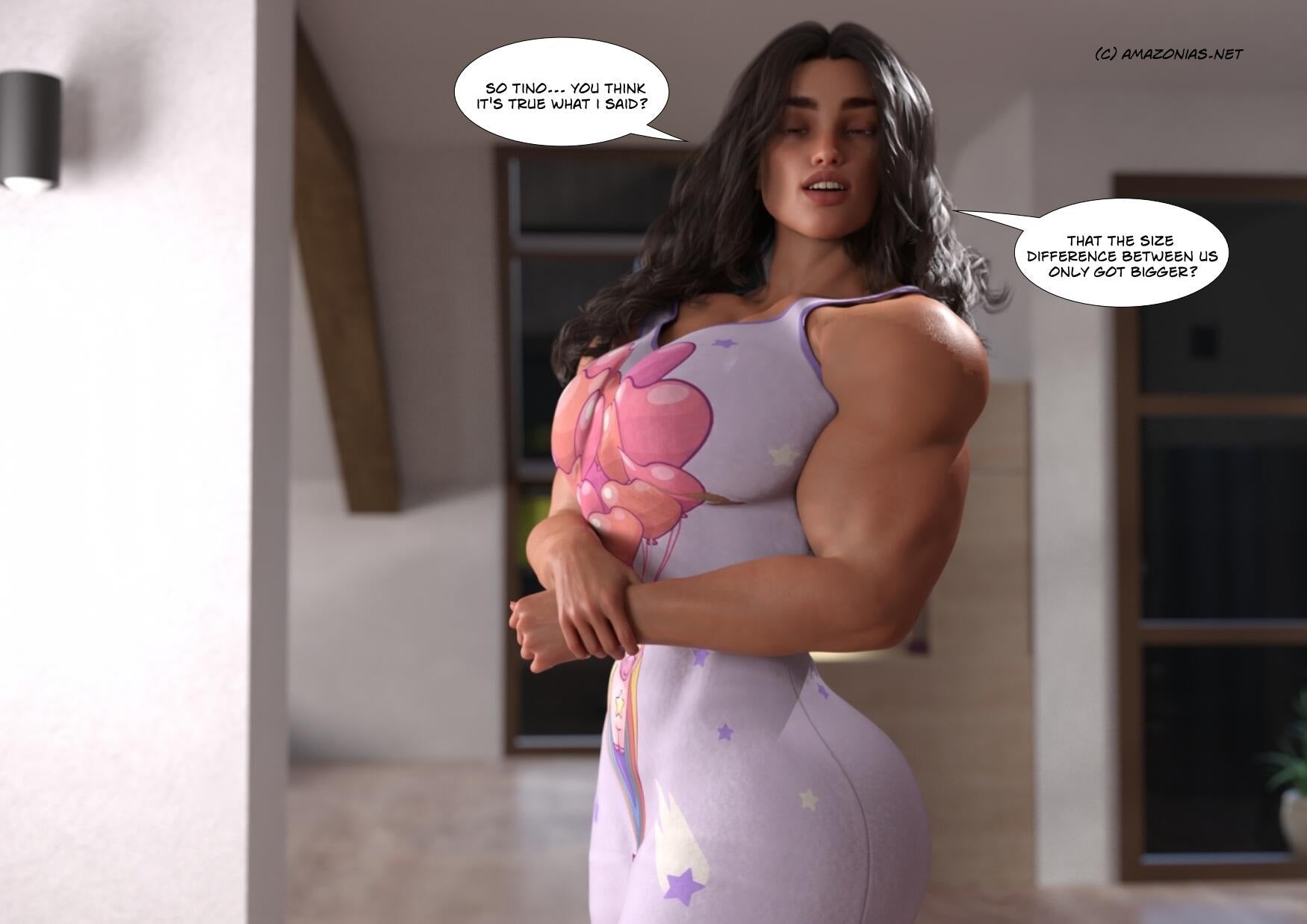 beautiful musclegirl flexing big biceps