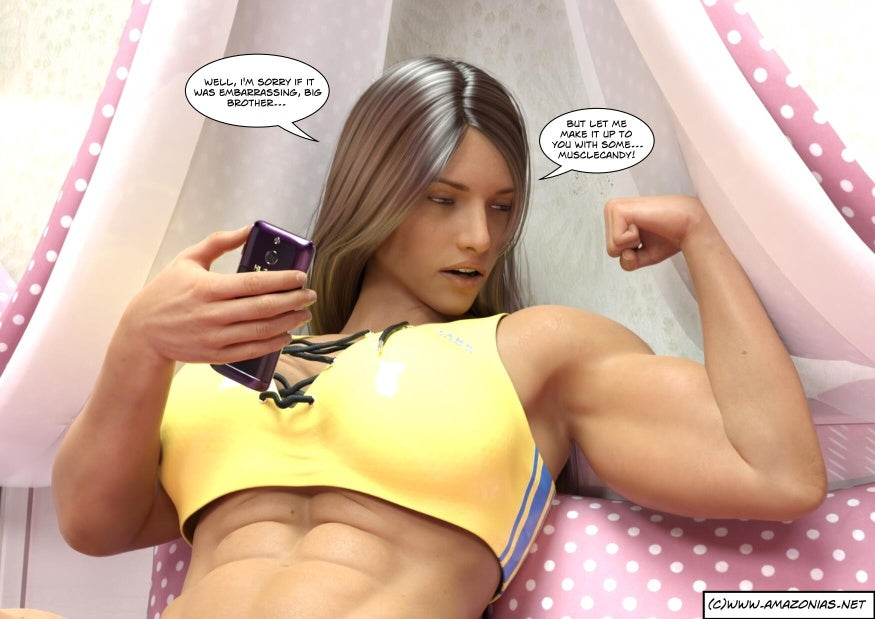 beautiful musclegirl flexing big biceps