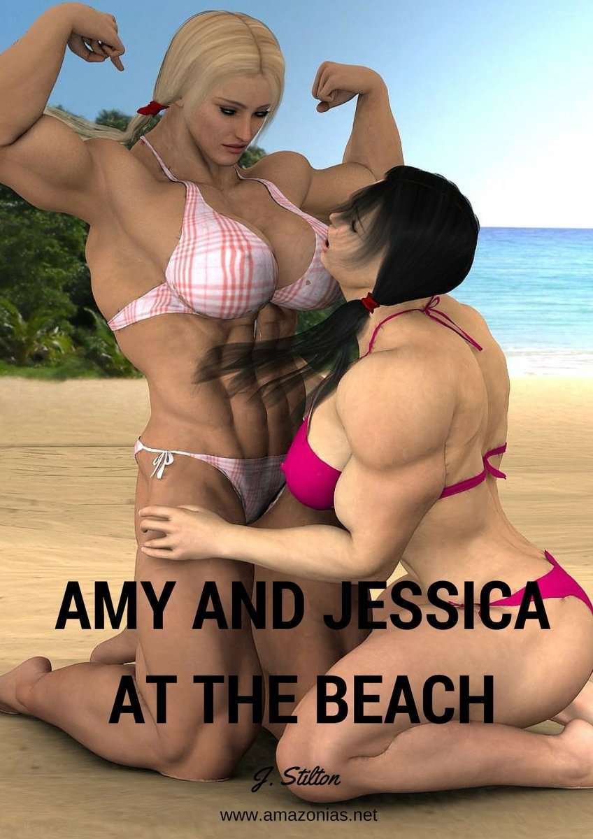 Amy & Jessica at the beach - female bodybuilder 