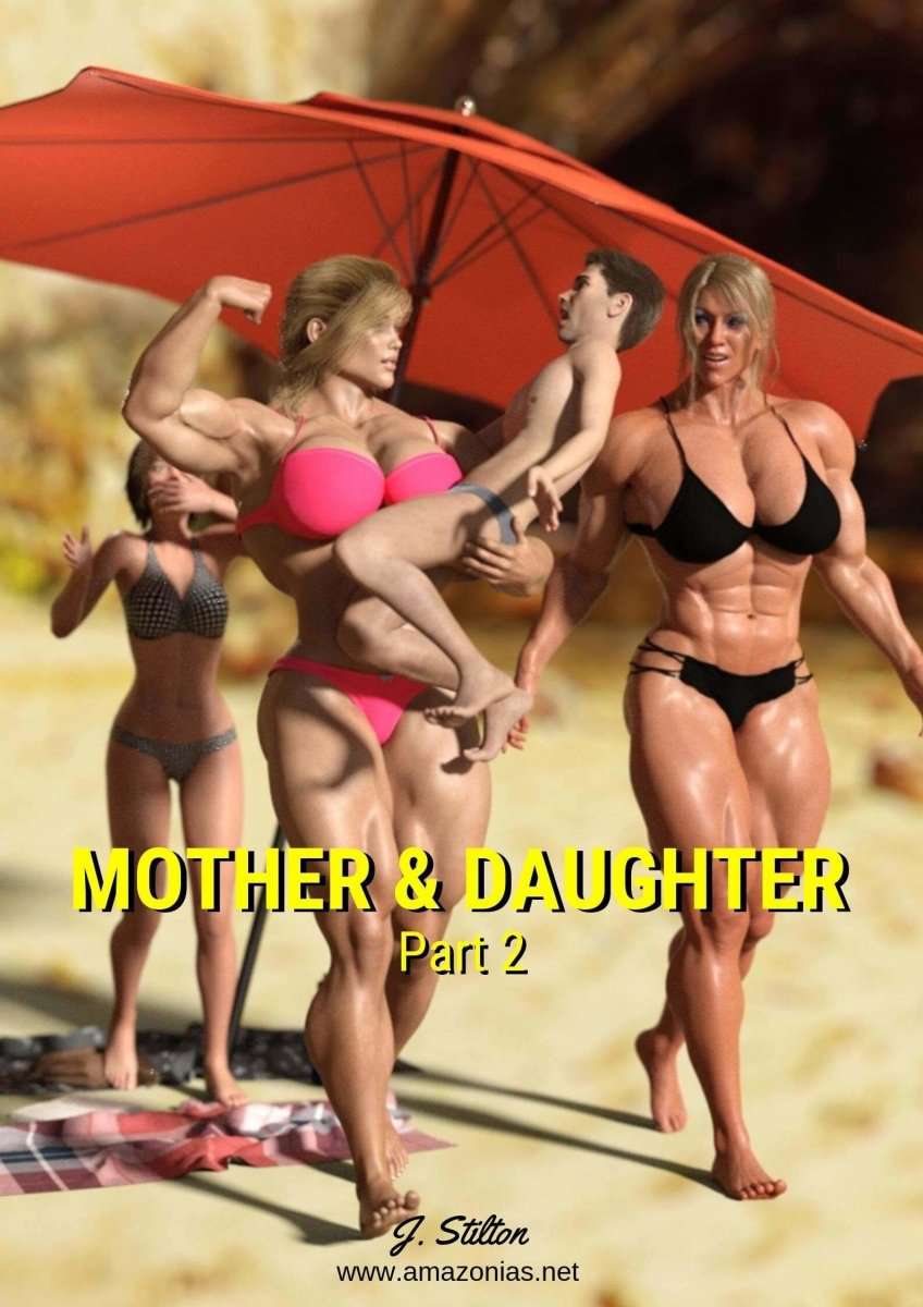 female bodybuilder carrying small guy