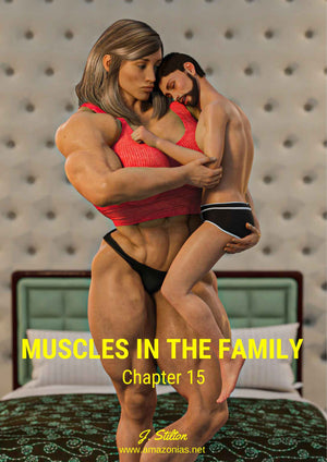 huge female bodybuilder lifting a small man