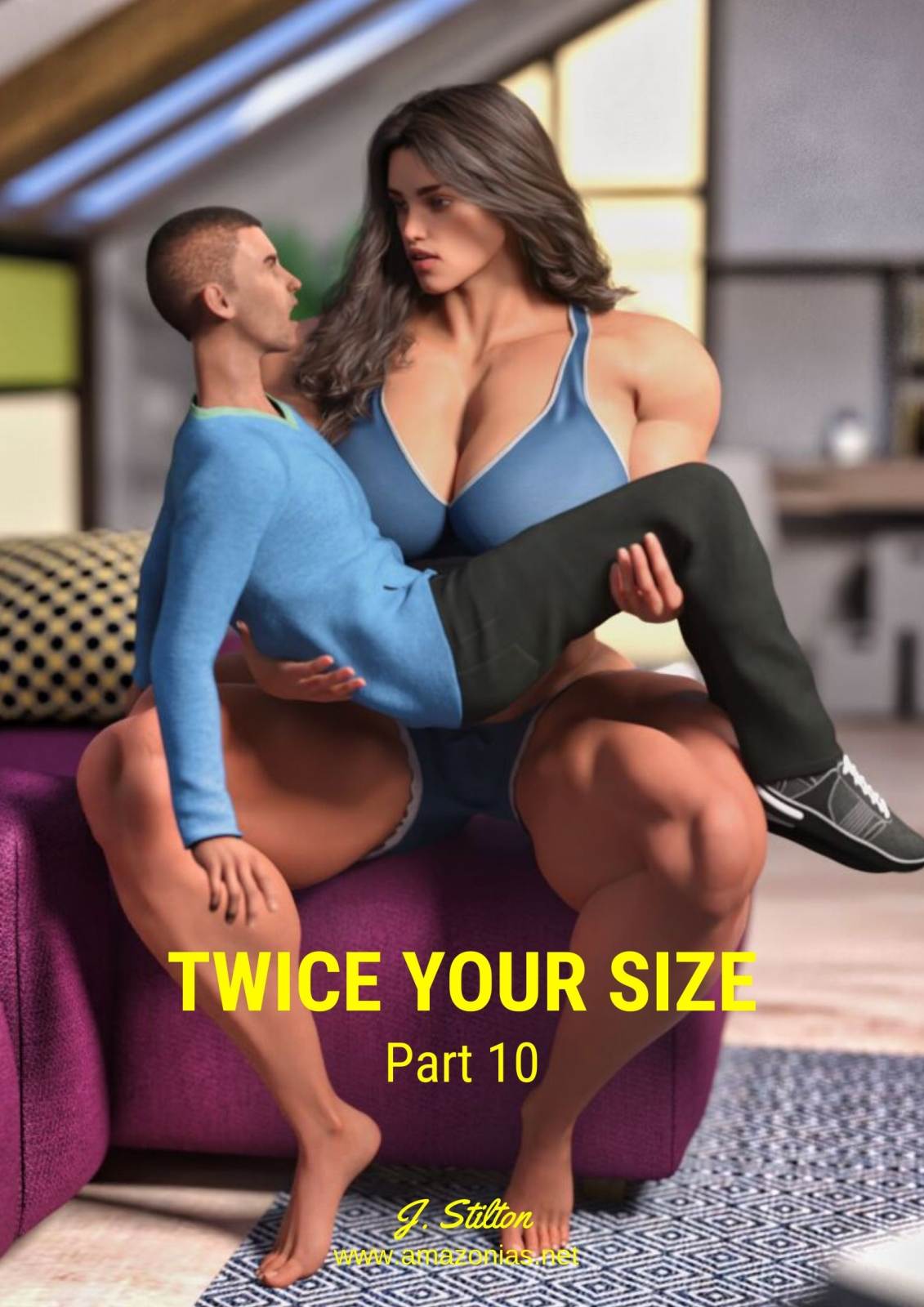 huge musclegirl carrying man