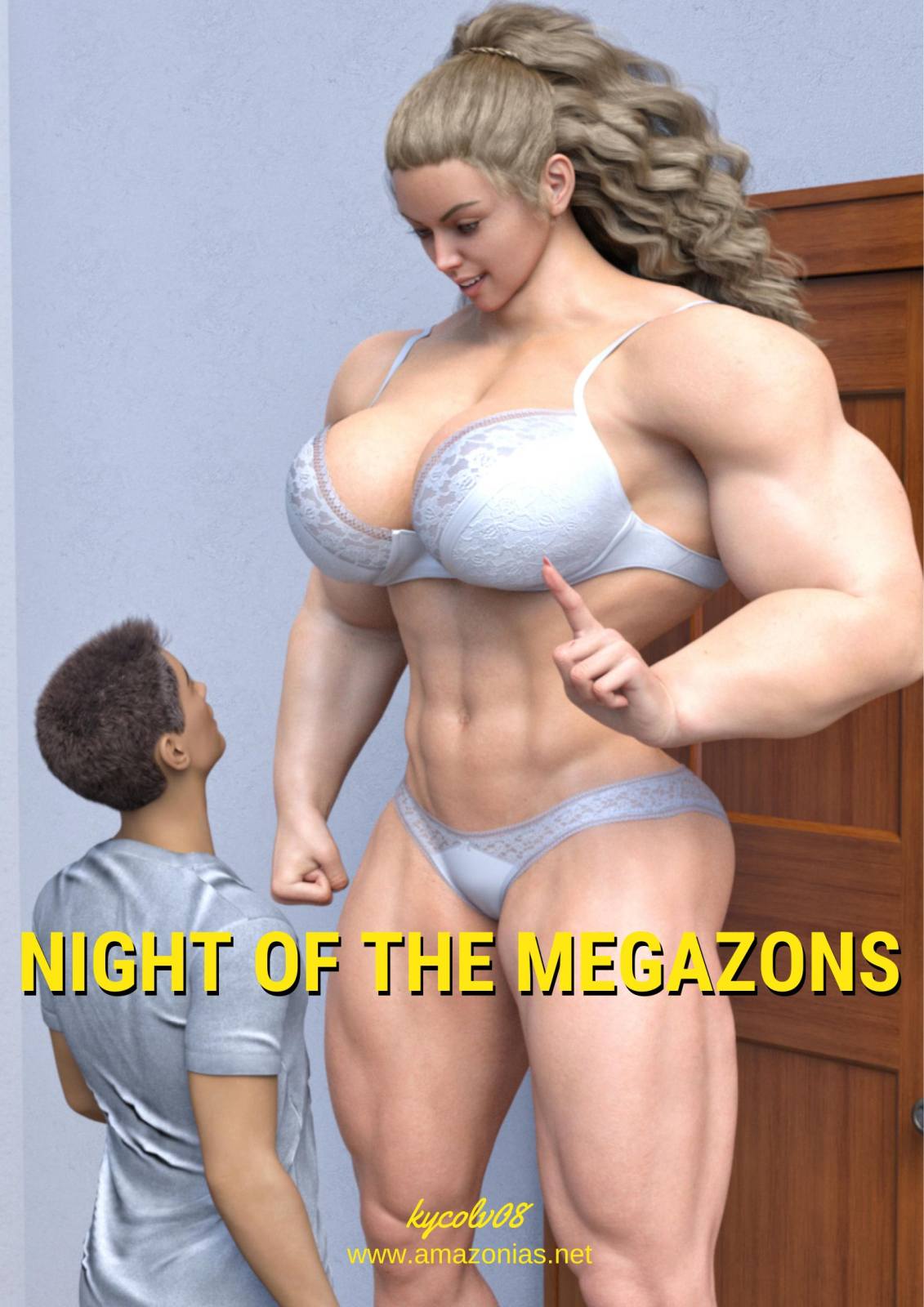 a huge girl towering over a small man