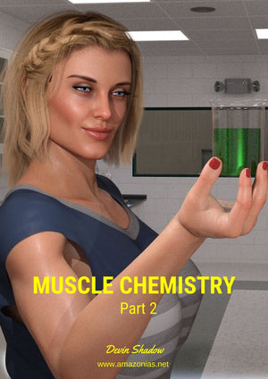 fit girl holding female muscle growth potion